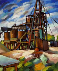 Otis Oldfield, Pratt Sand Works, Sacramento, 1925, oil on canvas