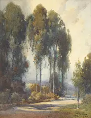 Shadowed Path through the Eucalyptus Trees by Percy Gray, 1920, watercolor on paper on board, sold Aug 2008