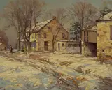 Winter Countryside and Two Huntsman  (After Charles Morris Young) by Alfred R. Mitchell, oil on board, offered Aug 2008