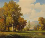Golden October (No. 134) by Robert Wood, oil on canvas, sold Aug 2008