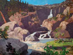 The Waterfall by Conrad Buff, oil on board, sold Aug 2008