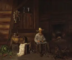 Henry Raschen, Repairing the Bridle of a Saddle in a Western Interior, 1884, oil on canvas