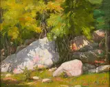 Joseph Henry Sharp, Rocks, Hondo Canyon near Taos, oil on board