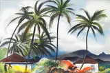 Millard Sheets, Hawaiian Palms; Hawaiian Surfers (double-sided)