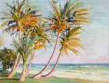 Ambrose McCarthy Patterson, Swaying Palms, Hawaii, oil on board