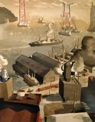 San Francisco Waterfront by George Post, 1935, watercolor on paper, sold Aug 2008