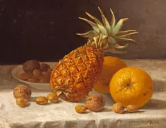 John F. Francis, A Still Life with Pineapple, Oranges, and Nuts, 1866, oil on canvas