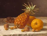John F. Francis, A Still Life with Pineapple, Oranges, and Nuts, 1866, oil on canvas
