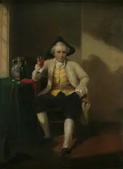 John O'Brien Inman, Seated Man Holding a Glass of Port, oil on card