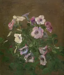 Charles Ethan Porter, Sill life of Petunias, oil on board