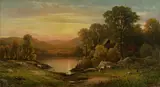 Charles Wilson Knapp, Lake View at Sunset, oil on canvas