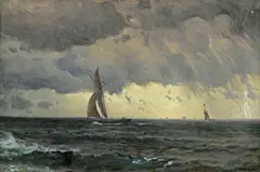 Sailing through Storms by Mauritz de Haas, oil on canvas, sold May 2008