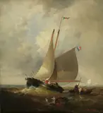 Franklin Dullin Briscoe, Retrieving the Barrel, 1897, oil on canvas