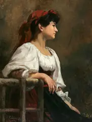 Anna Elisabeth Klumpke, Seated Woman with a Red Kerchief, oil on canvas