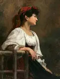 Anna Elisabeth Klumpke, Seated Woman with a Red Kerchief, oil on canvas