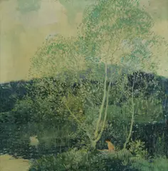 Frederick Milton Grant, Female Bather with a Swan, oil on canvas