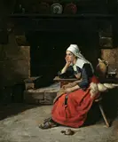 Edgar Melville Ward, A Brittany Interior, oil on canvas