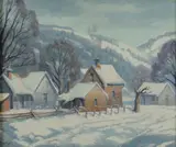 Frank B. Nuderscher, Middlebrook in Winter, oil on canvas board
