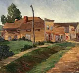Dennis Burlingame, Street Scene, Iowa, oil on masonite