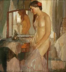 Richard Edward Miller, Standing Nude, oil on board
