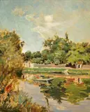 Luther Emerson Van Gorder, A Row on the Lake, oil on paper laid to canvas