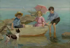 Carl Hirschberg, At the Beach, oil on canvas