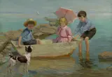 Carl Hirschberg, At the Beach, oil on canvas