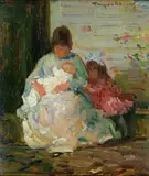 Wayman Elbridge Adams, Nursing Mother, oil on card