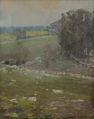 Wilbur Crane, Landscape of Pastures, oil on canvas