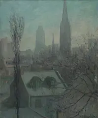 Everett Lloyd Bryant, Nocturne Cityscape, oil on canvas