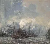 Frederick Usher Devoll, Coming up the Harbor, New York, oil on canvas