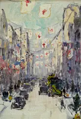 Fifth Avenue Flags by Anna Richards Brewster, oil on board, sold May 2008