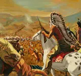 Alton Tobey, Custer's Last Stand, oil on card