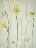 Joseph Stella, Poppies, silverpoint and crayon on prepared card