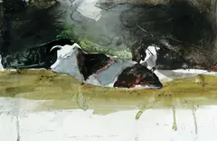 Cow Study by Stephen Scott Young, watercolor on paper, sold May 2008