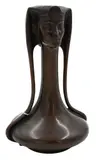Alfonso Canciani, Art Nouveau Vase having Pharaoh Head Signed Canciani Height 12 inches, Bronze