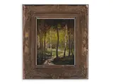 Josef Bašek, A Birch Grove, Late 19th/early 20th century, Oil on plywood