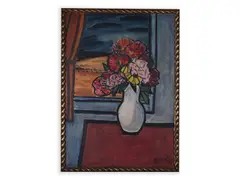 Bedřich Piskač, Flower Bouquet by the Window, 1928, Oil on canvas