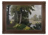 Otakar Hůrka, Forest Landscape with a River, First half of 20th century, Oil on canvas
