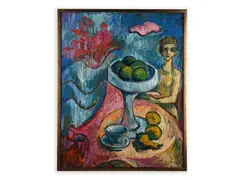 Ladislav Šíma, Woman at a Table, First half of 20th century, Oil on plywood