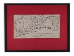 Jan Benda, Still Life with a Cup and Pipe, First half of 20th century, ink, paper