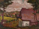 Jan Honsa, House in the Village Common, First third of 20th century, Oil on cardboard