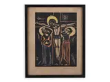 Vlastislav Hofman, Crucifixion, 1920, Coloured linocut, paper