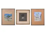 Miroslav Nový, Two Landscapes and a Portrait, First half of 20th century, Watercolour, gouache, paper