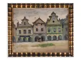 Adéla Hodáčová, Telč, First half of 20th century, Oil, canvas, cardboard