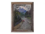 Lev Šimák, Hradčany from Chotkovy Sady, 1977, Oil on hardboard