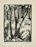 Otto Mueller, Waldlandschaft mit kleinen Figuren (2), Um 1919, Lithografie auf Velin