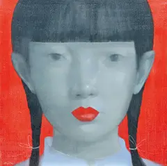 Attasit Pokpong, Ohne Titel (Mädchenkopf), 2009, Öl auf Leinwand