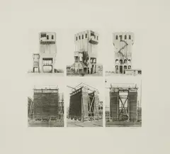 Kohlesilo und Kühlturm by Bernd und Hilla Becher, 1971, Offsetlithografie auf leichtem Karton, sold Dec 2024
