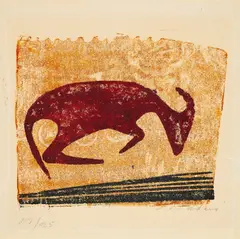 Ewald Mataré, Liegende Kuh (nach rechts), 1958, Farbholzschnitt auf Maschinenbütten
